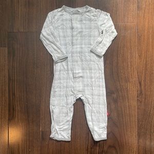 Magnetic Me Footie 6-9 Month - Grey Plaid